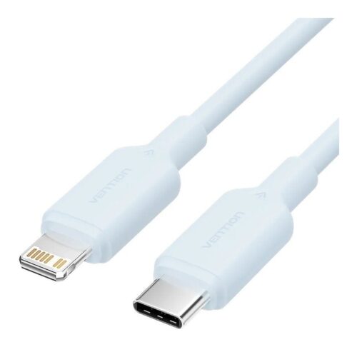 Cable USB 2.0 Tipo-C Lightning Vention LAKSF/ USB Tipo-C Macho – Lightning Macho/ Hasta 27W/ 480Mbps/ 1m/ Azul