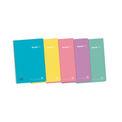 CUADERNO ESPIRAL + TP Fº 80H 4X4 C/M – SURTIDO PASTEL ENRI 400150287