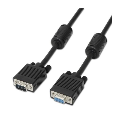 Cable Alargador SVGA Aisens A113-0078/ VGA Macho – VGA Hembra/ Hasta 3W/ 10Mbps/ 1.8m/ Negro