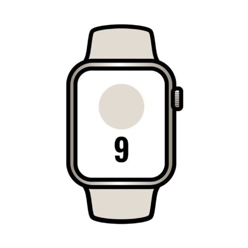 Apple Watch Series 9/ GPS/ 41mm/ Caja de Aluminio Blanco Estrella/ Correa Deportiva Blanco Estrella S/M