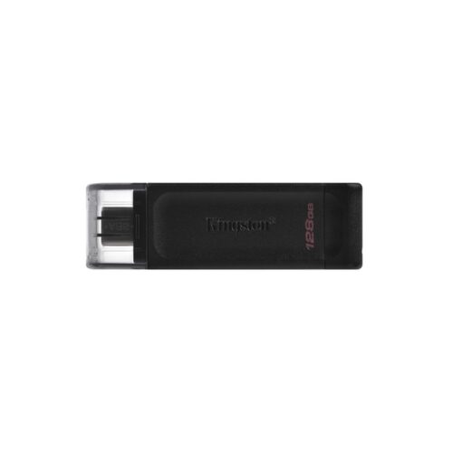 Kingston – DataTraveler 70 Memoria USB 128GB – USB-C 3.2 Gen 1 – Con Tapa – Enganche para Llavero – Color Negro