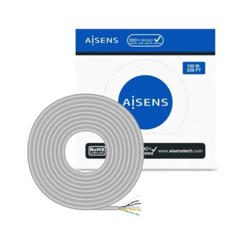 Bobina de Cable RJ45 UTP AWG23 CCA (Aleación) Aisens A135-0660 Cat.6/ 100m/ Gris