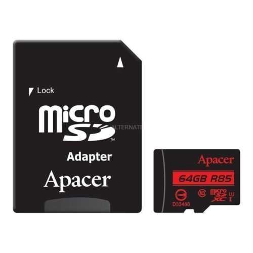 Tarjeta de Memoria Apacer 64GB XC UHS 1 con Adaptador/ Clase 10/ 85MBs