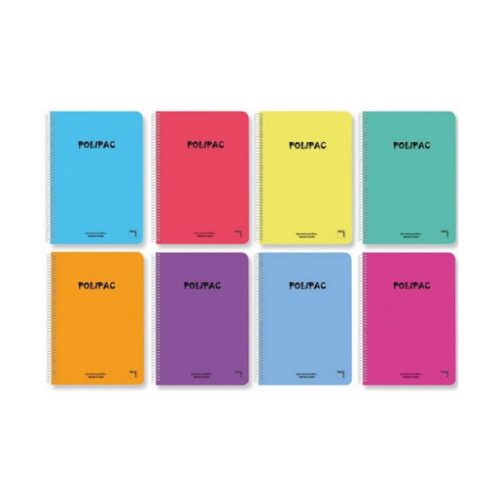 CUADERNO SERIE POLIPAC TAPA POLIPROPILENO 4º (155X215MM.) 80 HOJAS CUADRÍCULA 4X4 8 COLORES SURTIDOS PACSA 16962