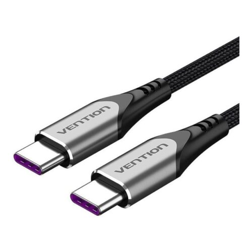 Cable USB 2.0 Tipo-C 5A 100W Vention TAEHF/ USB Tipo-C Macho – USB Tipo-C Macho/ Hasta 100W/ 480Mbps/ 1m/ Gris