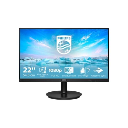 Philips – Monitor 221V8/00 – 22″ (21.5″ visible) – 1920 x 1080 – VA – 200 cd/m² – 4 ms – HDMI, VGA – Negro