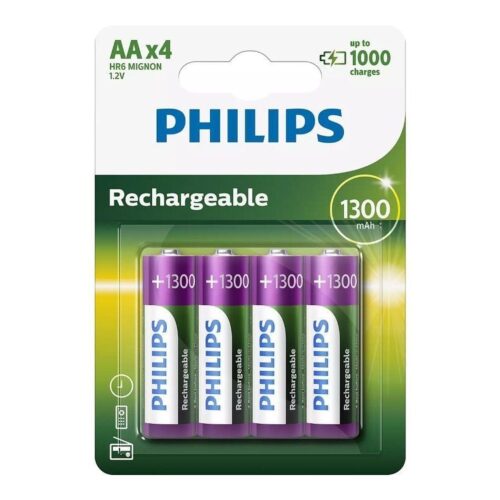 Pack de 4 Pilas AA Philips R6B4A130/10/ 1.2V/ Recargables