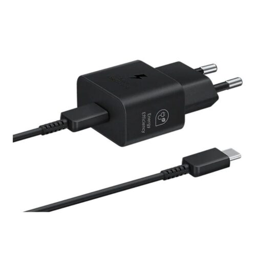 Cargador de Pared Samsung EP-T2510XBEGEU/ 1xUSB Tipo-C + Cable USB Tipo-C/ 25W