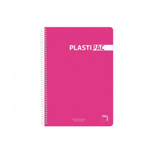 CUADERNO PLASTIPAC 90 GRS. TAPA POLIPROPILENO 4º 80 HOJAS LISO CON MARGEN SURTIDO PACSA 16573