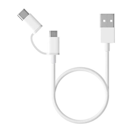 Cable USB 2.0 Xiaomi SJV4083TY/ USB Macho – Micro USB Macho/ USB Tipo-C Macho/ 30cm/ Blanco