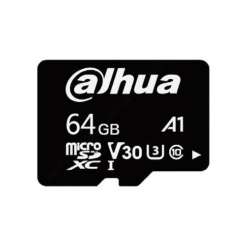 DAHUA MICROSD 64GB, ENTRY LEVEL VIDEO SURVEILLANCE MICROSD CARD, READ SPEED UP TO 100 MB/S, WRITE SPEED UP TO 40 MB/S, SPEED CLASS C10, U3, V30, A1 (DHI-TF-L100-64GB)