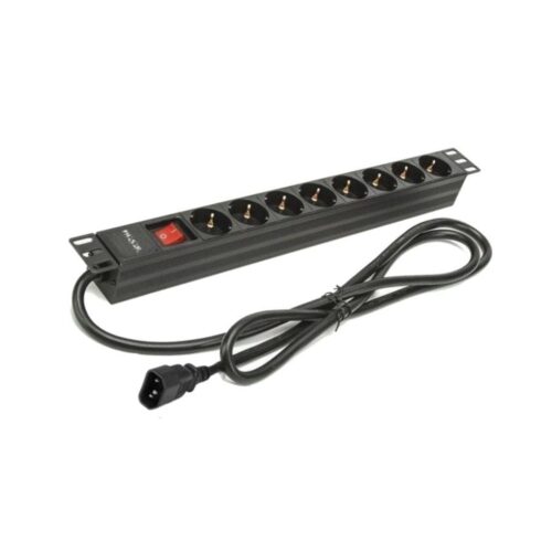 Regleta con Interruptor Phasak BNS 3535/ 8 Tomas de Corriente/ Cable 2m/ Negro