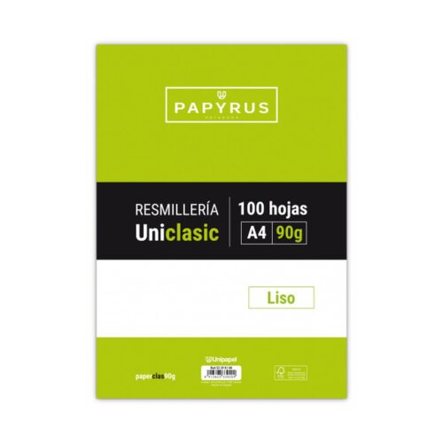 RECAMBIO PAQUETE 100 HOJAS A4 UNICLASIC 90 GR. LISO SIN MARGEN PAPYRUS 53390100