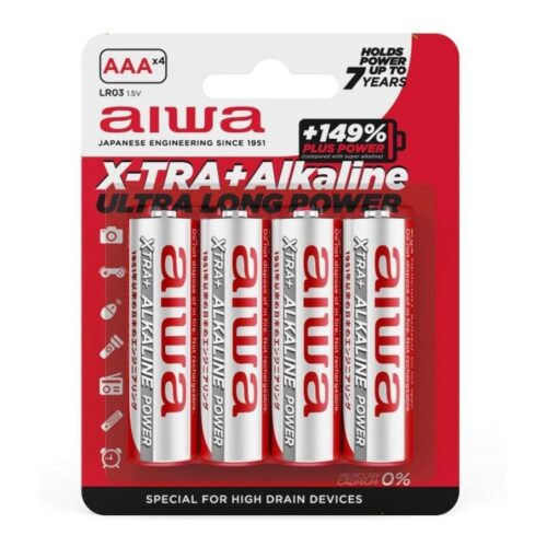 Pack de 4 Pilas AAA Aiwa X-TRA+Alcaline LR03/ 1.5V/ Alcalinas