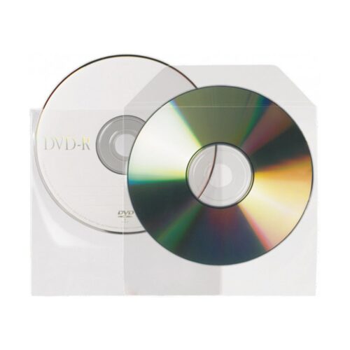 PACK DE 25 FUNDAS CD-DVD PP TRANSPARENTE NO ADHESIVAS CON SOLAPA 3L 10295