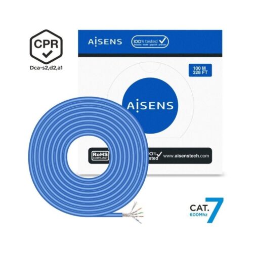 Bobina de Cable RJ45 SFTP AWG23 LSZH CPR Dca Aisens A146-0664 Cat.7/ 100m/ Azul