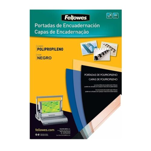 Portadas de Polipropileno Fellowes 54772/ A4/ 500 Micras/ 100 unidades/ Negras