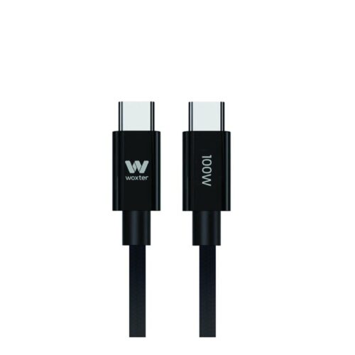 Cable USB 2.0 Tipo-C Woxter PE26-191/ USB Tipo-C Macho – USB Tipo-C Macho/ Hasta 100W/ 480Mbps/ 3m/ Negro