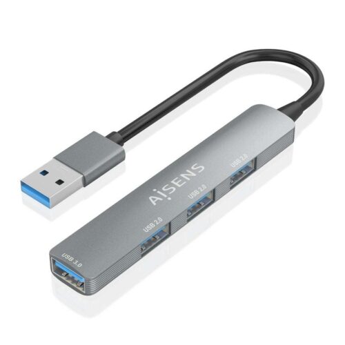 Hub USB 3.0 Aisens A106-0859/ 4xUSB/ Gris