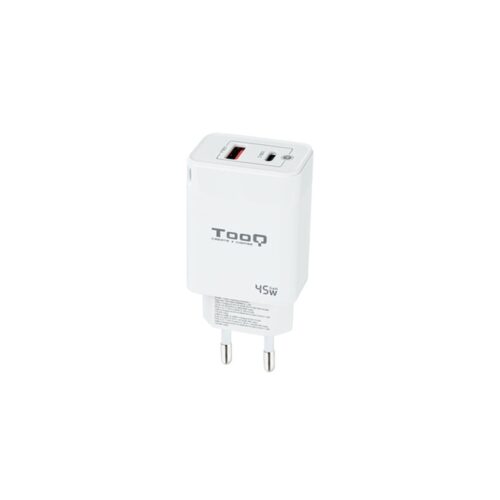 TooQ – CARGADOR DE PARED GaN USB-C/PD + USB-A/QC 45W