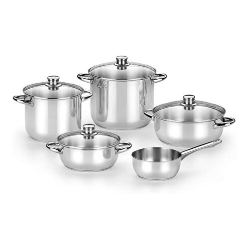 Pack Batería de Cocina Monix Optima2 MA50001/ Cazo Ø16cm/ Ollas Ø20 – 24cm/ Cacerolas Ø20 – 24cm/ Acero Inoxidable/ Apta para Inducción