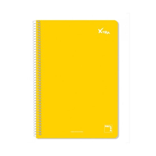 CUADERNO SERIE XTRA 60GR.TAPA CONTRACOLADA FOLIO (215X310MM.) 80 HOJAS CUADRÍCULA 4X4 COLOR AMARILLO PACSA 16050