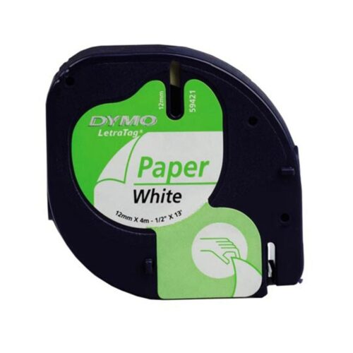 Cinta Rotuladora Adhesiva de Papel Dymo 59421/ para Letratag/ 12mm x 4m/ Blanca