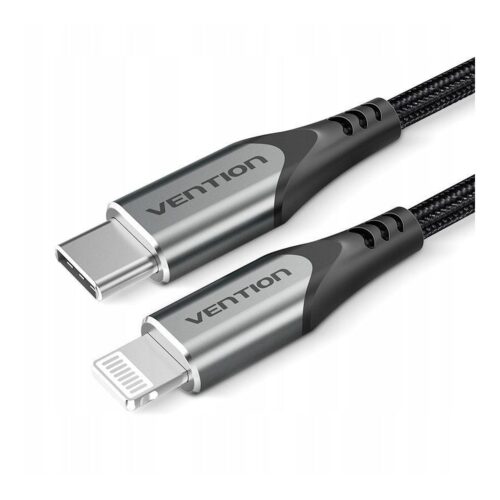 Cable USB 2.0 Tipo-C Lightning Vention TACHF/ USB Tipo-C Macho – Lightning Macho/ Hasta 27W/ 480Mbps/ 1m/ Gris