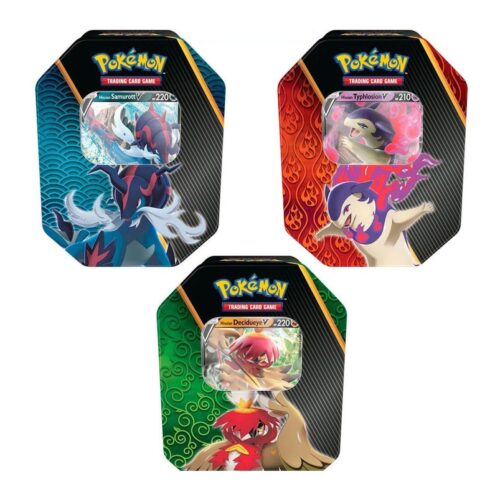 Expositor 6 latas metálicas juego cartas coleccionables Summer V Espada y Escudo Pokemon surtido español