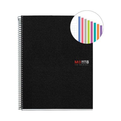 CUADERNO ESPIRAL NB-8 A4 200 HOJAS 5X5MM POLIPROPILENO NEGRO MIQUELRIUS 42006