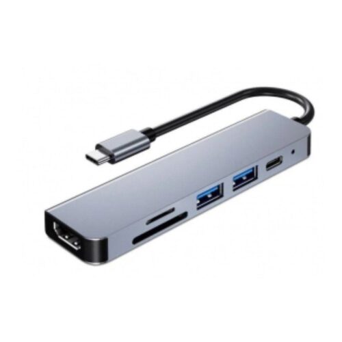 Docking USB Tipo-C 3GO HUB3UCRH4K/ 3xUSB/ 1xUSB Tipo-C/ 1xHDMI/ 1xLector tarjetas/ Gris