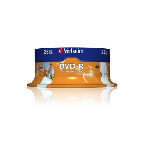 VERBATIM DVD-R 4.7GB 16X BOBINA 25 IMPRIMIBLE INKJET SUPERFICIE BLANCA 120 MINUTOS ADVANCED AZO