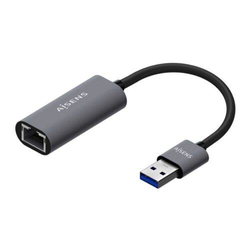 Adaptador USB 3.0 Aisens A106-0708/ USB Macho – RJ45 Hembra/ 15cm/ Gris