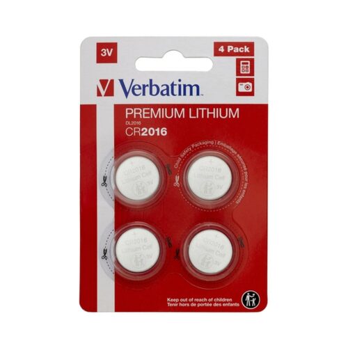 VERBATIM PILAS PLANAS DE LITIO 3V – CR2016 (4 PACK)