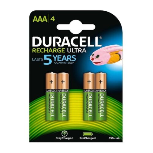 Pack de 4 Pilas AAA Duracell HR03-A/ 1.2V/ Recargables