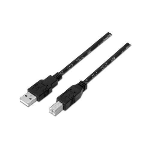 Cable USB 2.0 Impresora Aisens A101-0008/ USB Tipo-B Macho – USB Macho/ Hasta 2.5W/ 60Mbps/ 4.5m/ Negro