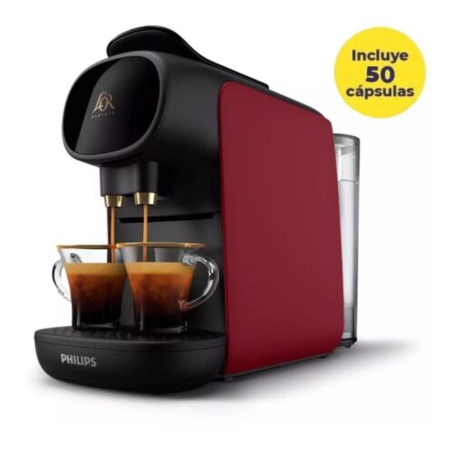 Cafetera de Cápsulas Philips L’Or Barista Sublime LM9012/55/ Compatible cápsulas Nespresso y L’OR/ Negra y Roja/ Incluye 50 Cápsulas