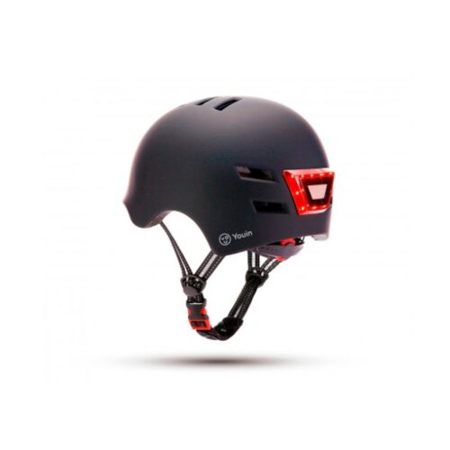 YOUIN CASCO CON LED FRONTAL Y TRASERO NEGRO   (TALLA M)