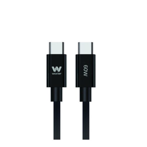 Cable USB 2.0 Tipo-C Woxter PE26-194/ USB Tipo-C Macho – USB Tipo-C Macho/ Hasta 60W/ 480Mbps/ 3m/ Negro