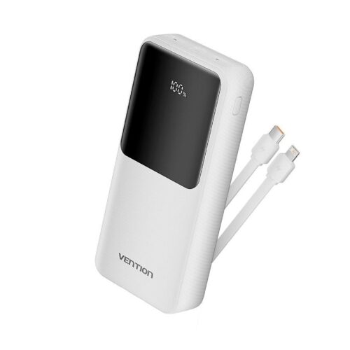 Powerbank 20000mAh Vention FHPW0/ 22.5W/ Blanca/ Incluye Cable USB TIpo-C y Lightning