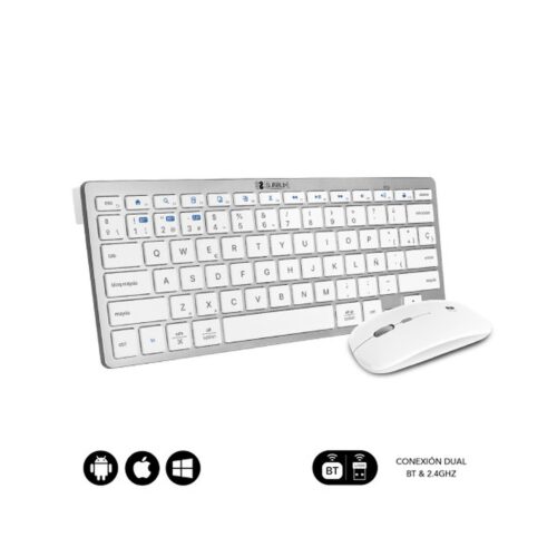 Teclado y Ratón Inalámbrico Subblim OCO010 Combo Multidispositivo Compacto/ Plata