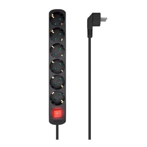 Regleta con Interruptor Aisens A154-0536/ 6 Tomas de Corriente/ Cable 1.4m/ Negro