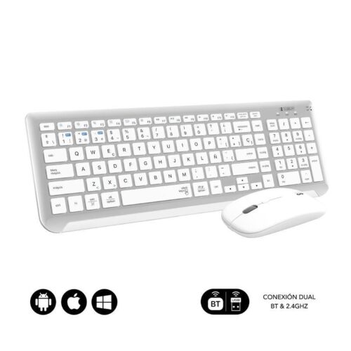 Teclado y Ratón Inalámbrico Subblim Combo Dual Prestige Extendido/ Blanco y Plata