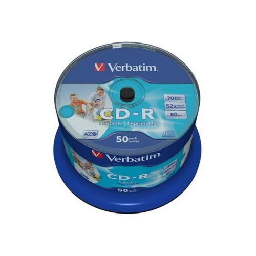 VERBATIM CD-R 700MB 52X BOBINA 50 IMPRIMIBLE INKJET SUPER AZO