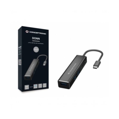 HUB 3.1 USB-C CONCEPTRONIC DONN08 3 PUERTOS USB 3.0 Y LECTOR TARJETAS SD / MICROSD