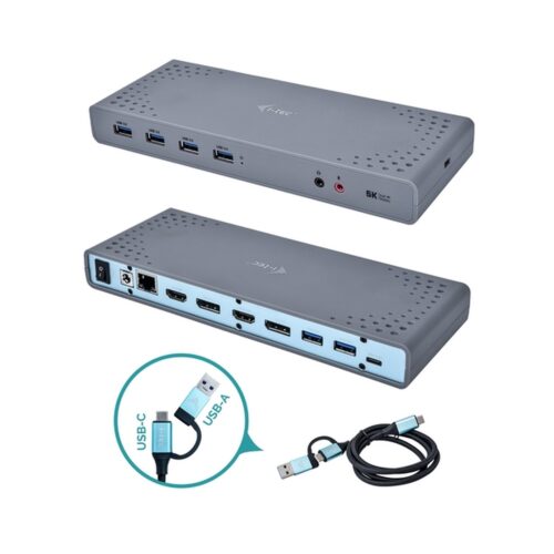 i-Tec USB 3.0/USB-C/Thunderbolt – 2 x DP – 2 x HDMI – 6 x USB 3.0 – 1 x RJ45 Gigabit – Audio