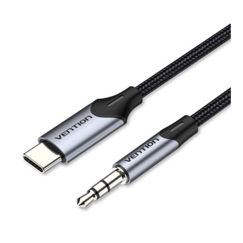 Cable Conversor Audio Vention BGKHF/ USB Tipo-C Macho – Jack 3.5 Macho/ 1m/ Gris