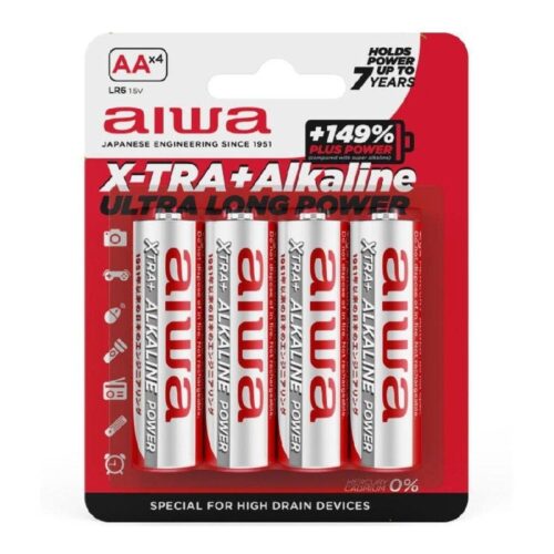 Pack de 4 Pilas AA Aiwa X-TRA+Alcaline LR6/ 1.5V/ Alcalinas