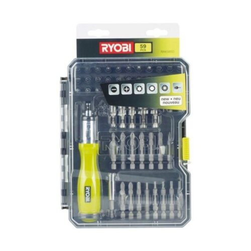 Estuche de 59 Puntas para Atornillar Ryobi RAK59SD / Incluye Destornillador