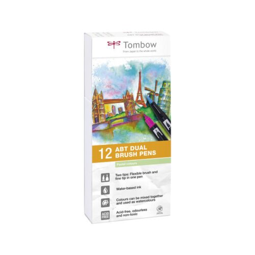 Tombow ABT-12P-2 rotulador Fino Azul, Verde, Gris, Azul claro, Verde claro, Menta, Rosa, Púrpura, Amarillo 12 pieza(s)